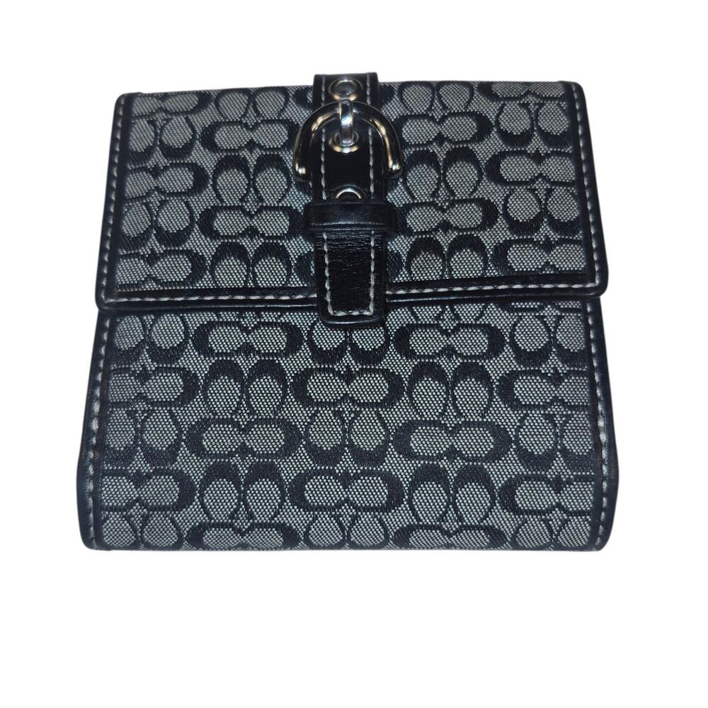 Vintage Y2K Coach Soho Signature Compact Wallet Bi-Fold Black/ Gray